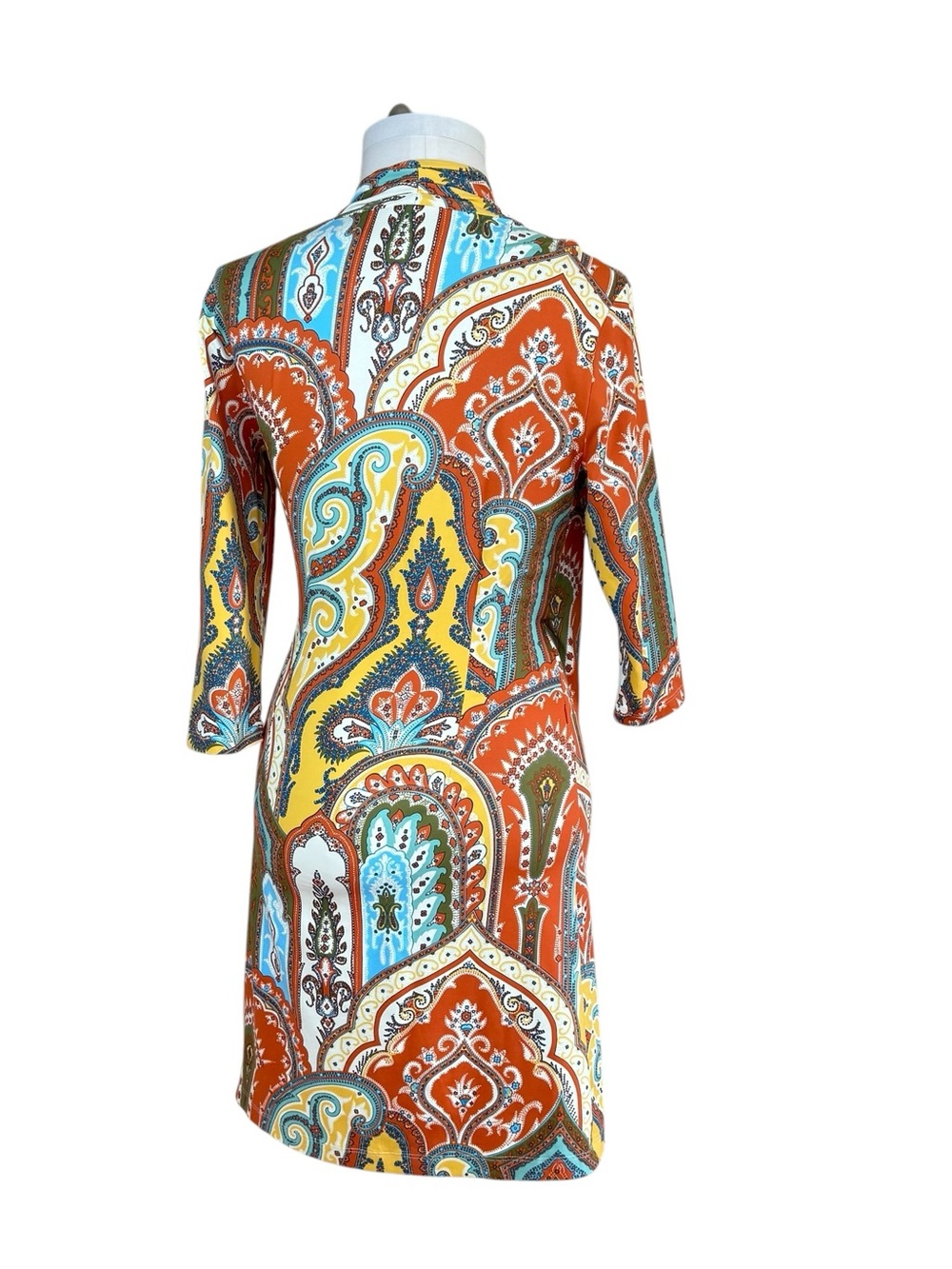 J.McLaughlin Catalina Cloth Lawrence Dress Paisley Print 3/4 Sleeves Midi Size M - Picture 2 of 13